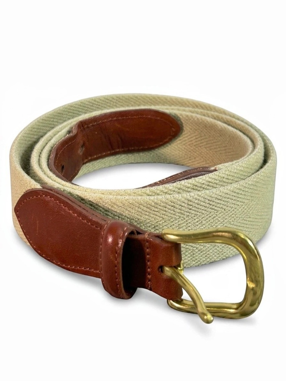 Coach beige & Brown Canvas leather belt Size 42